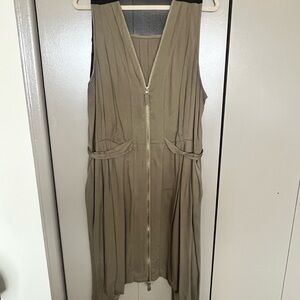 Sleeveless Zip-Front Olive Green Dress